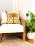 Endless Summer palm tree design yellow and cream tone woven cushion. recycled fabrics