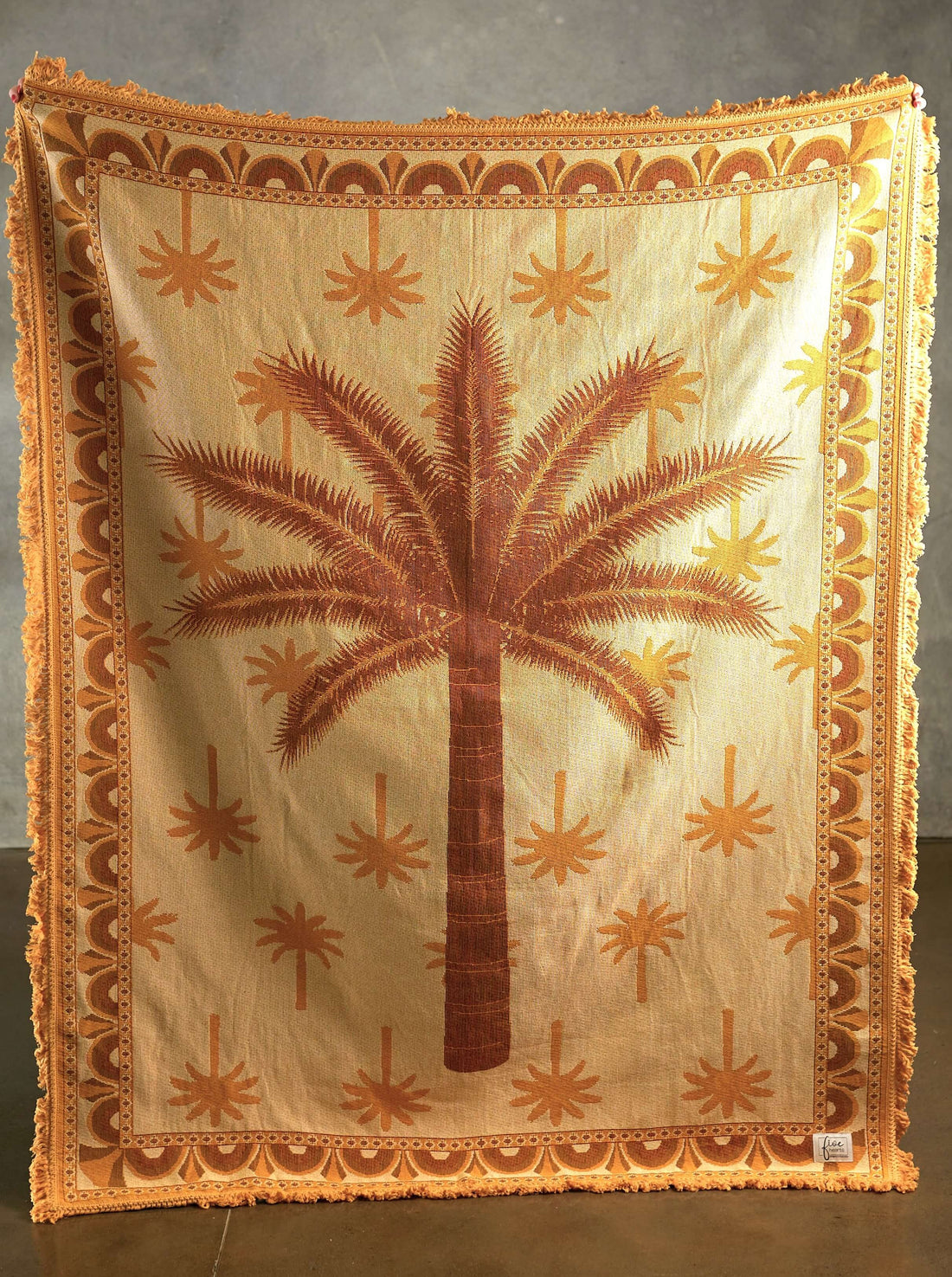 Endless Summer Australian designed throw blanket or picnic rug featuring palm trees and warm tones